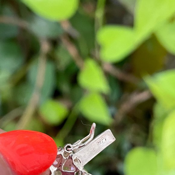 Sterling Silver Pink Floral  Tennis Bracelet - Picture 8 of 8